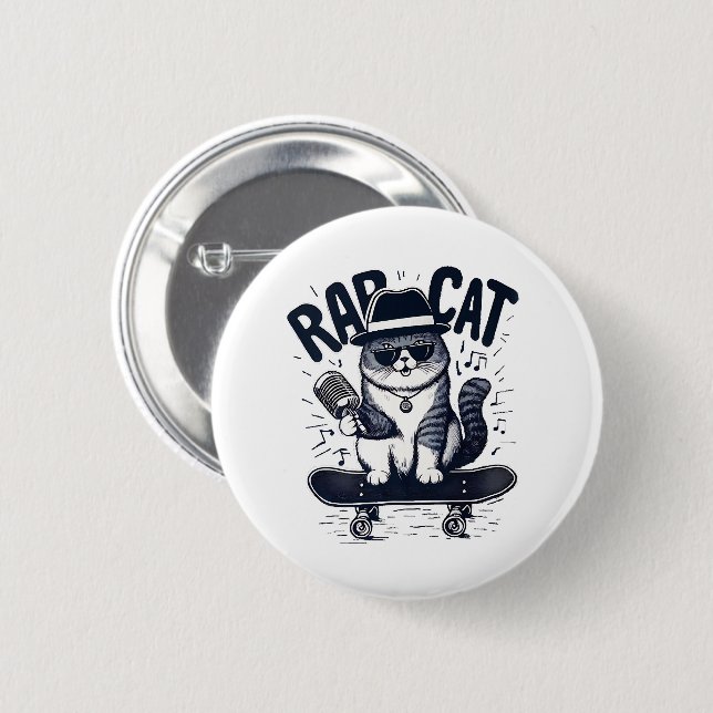 Rap Cat Harmony 6 Cm Round Badge (Front & Back)
