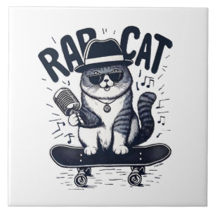 Rap Cat Harmony Ceramic Tile