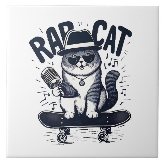 Rap Cat Harmony Ceramic Tile (Front)