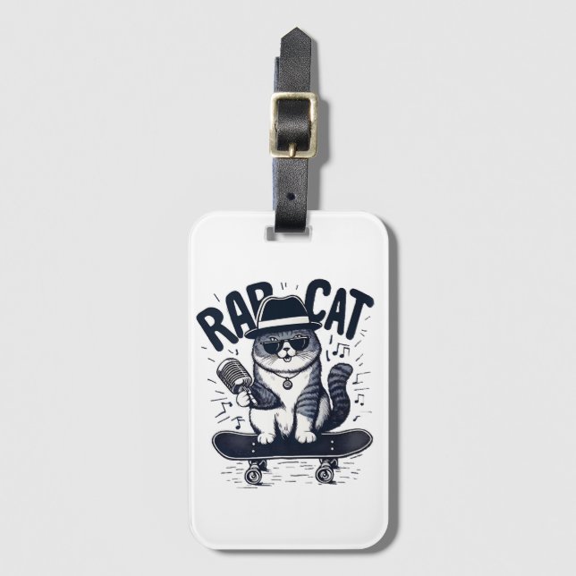 Rap Cat Harmony Luggage Tag (Front Vertical)