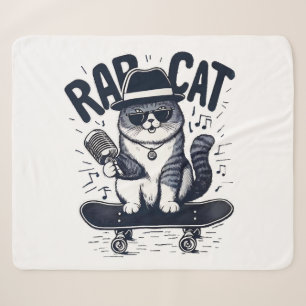 Rap Cat Harmony Sherpa Blanket