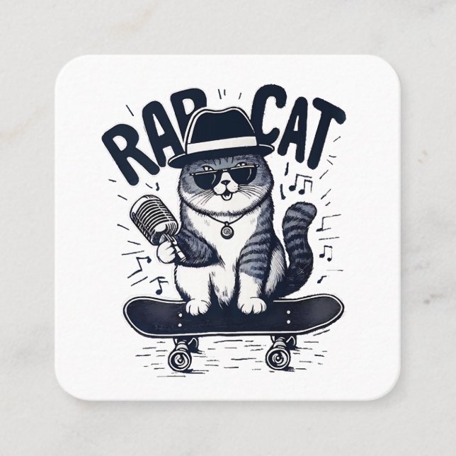 Rap Cat Harmony Square Business Card (Front)