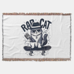 Rap Cat Harmony Throw Blanket