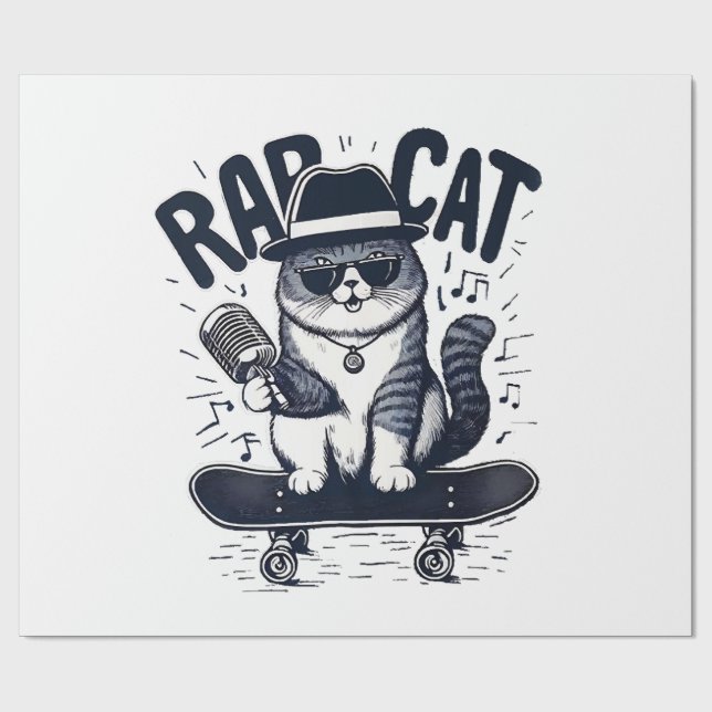 Rap Cat Harmony Wrapping Paper (Flat)