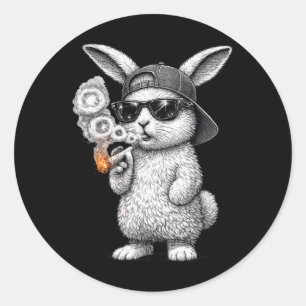 Rap Hip Hop Smoking Easter Bunny Cool Men Women Ur Classic Round Sticker