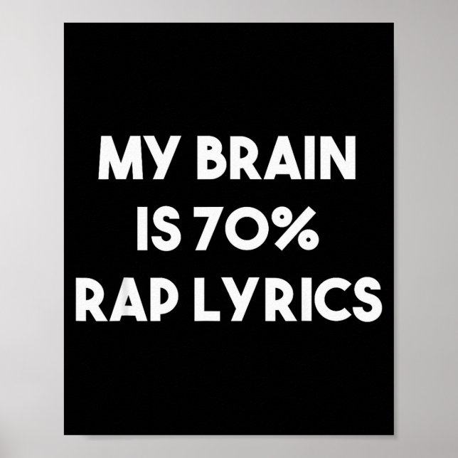 Rap Music Gift Funny Rapper Joke Brain Is 70% Rap  Poster (Front)