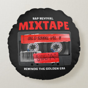 Rap Revival Golden Era Mixtape Round Cushion