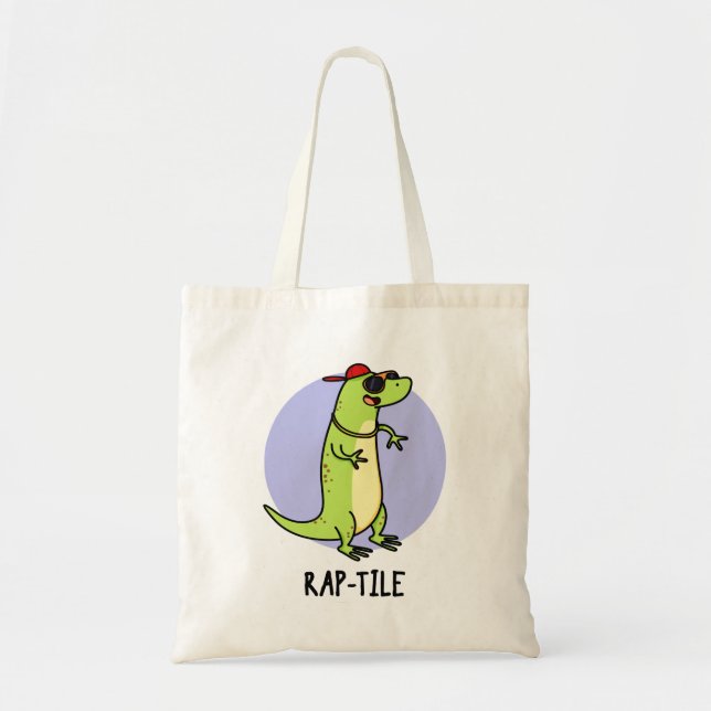 Rap-tile Cute Reptile Lizard Pun Tote Bag (Front)