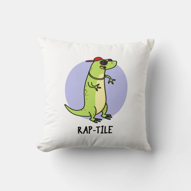 Rap-tile Funny Reptile Lizard Pun  Cushion (Front)