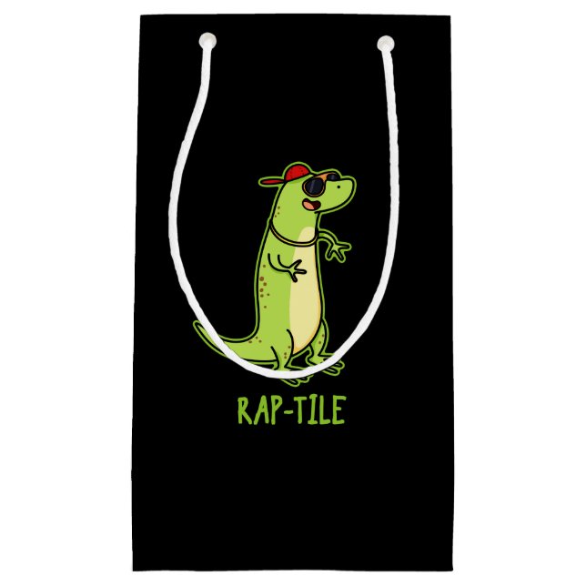 Rap-tile Funny Reptile Lizard Pun Dark BG Small Gift Bag (Front)
