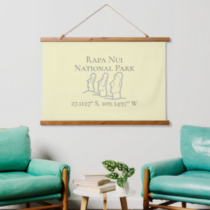 Rapa Nui Latitude & Longitude Hanging Tapestry