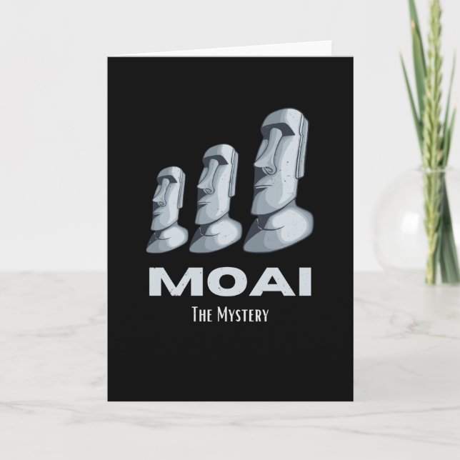Rapa Nui Moai Easter Island Statues Heads Mystery Card (Front)
