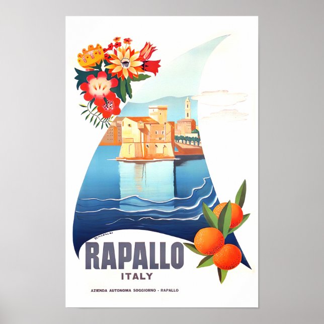 Rapallo Italy vintage travel Poster (Front)