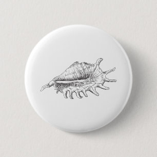 Rapana Seashell 6 Cm Round Badge