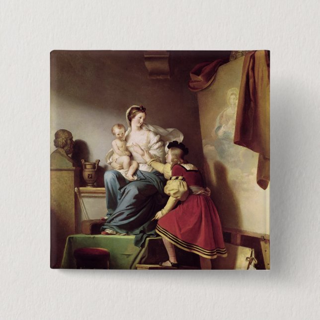 Raphael Adjusting his Model's Pose his 15 Cm Square Badge (Front)