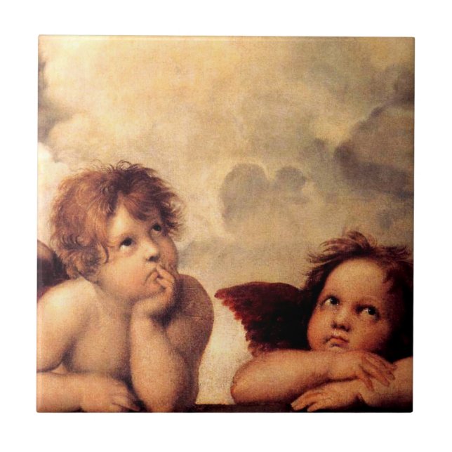 Raphael Cherubs Sistine Madonna Tile (Front)