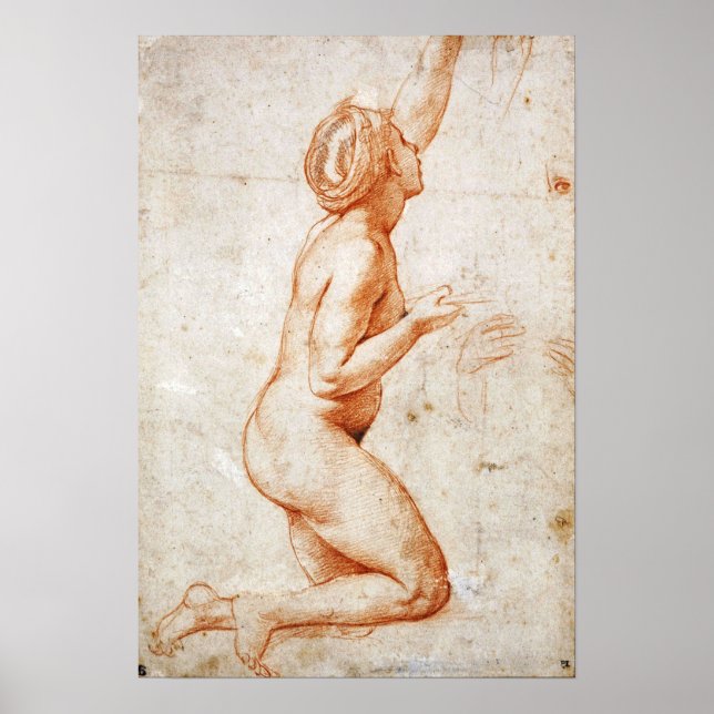 Raphael - Kneeling Figure Woman With Her Left Arm… Poster (Front)