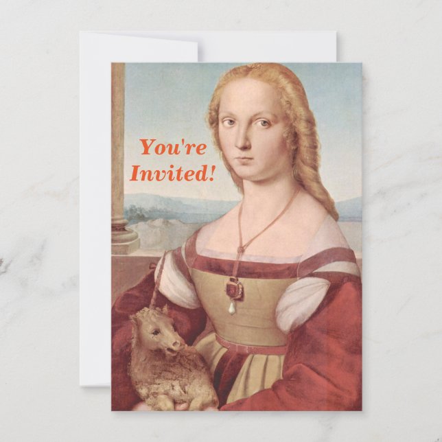 Raphael Lady and the Unicorn Classic fine art Invitation (Front)