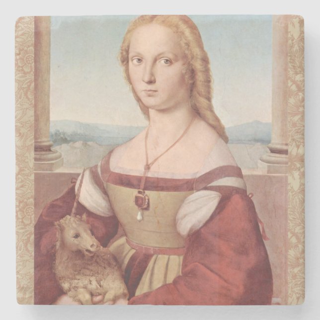 Raphael Lady and the Unicorn Classic fine art Stone Coaster (Front)