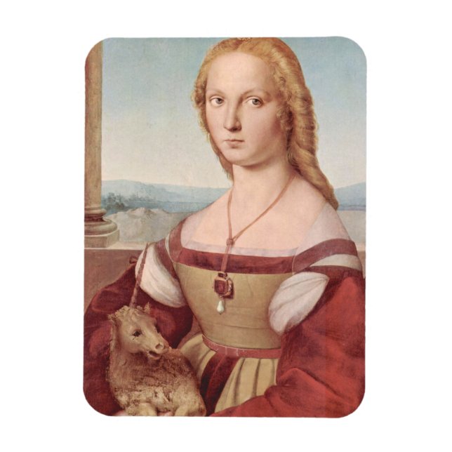 Raphael Lady and Unicorn Classic Magnet (Vertical)