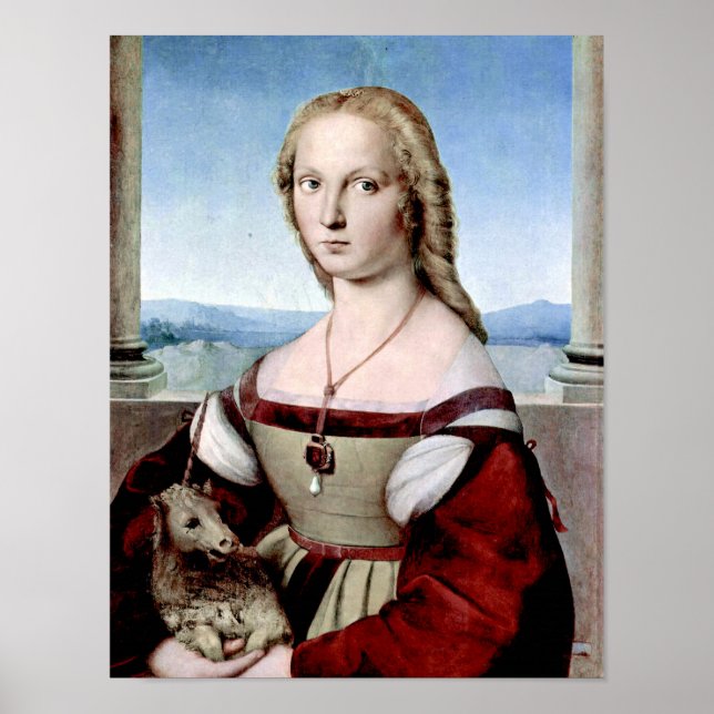 Raphael – Lady with unicorn – Raffaello Santi Poster (Front)