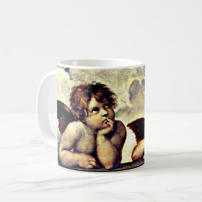 Raphael: Putti, Detail from the Sistine Madonna, Coffee Mug (Front Left)