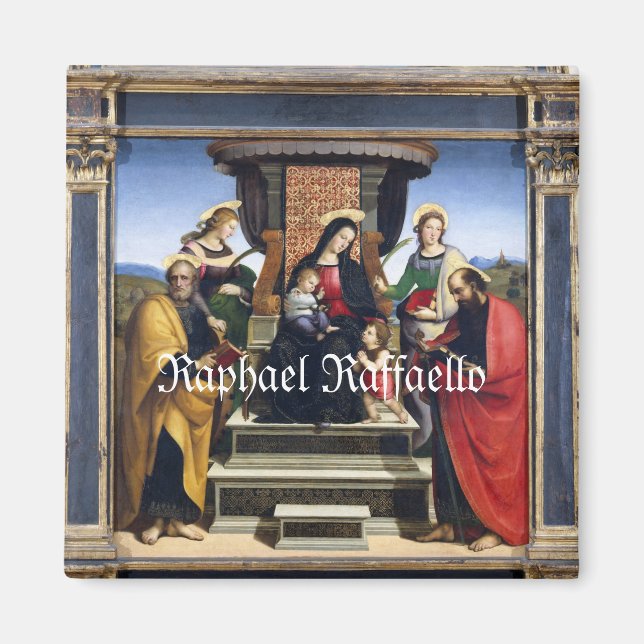Raphael Raffaello Madonna and Child Enthroned Magnet (Front)