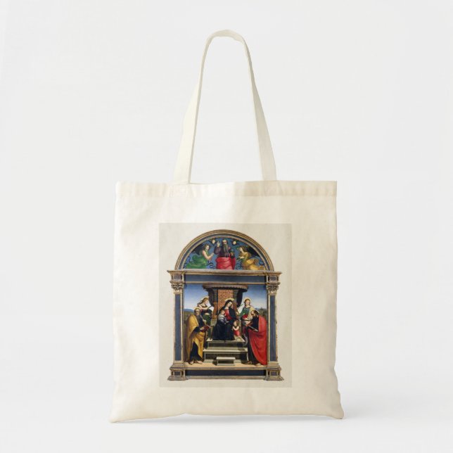 Raphael Raffaello Madonna and Child Enthroned Tote Bag (Front)