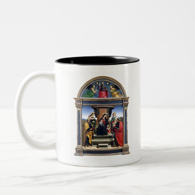 Raphael Raffaello Madonna and Child Enthroned Two-Tone Coffee Mug (Left)