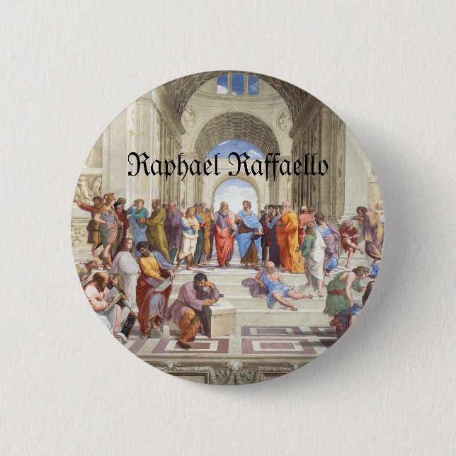 Raphael Raffaello School of Athens 6 Cm Round Badge (Front)