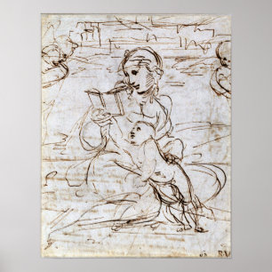 Raphael - Reading Madonna And Child In A Landscap… Poster