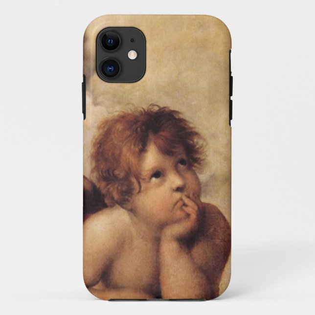 Raphael, Sistine Cherub.  Famous fine art. Case-Mate iPhone Case (Back)