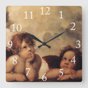 Raphael,Sistine Cherub Square Wall Clock