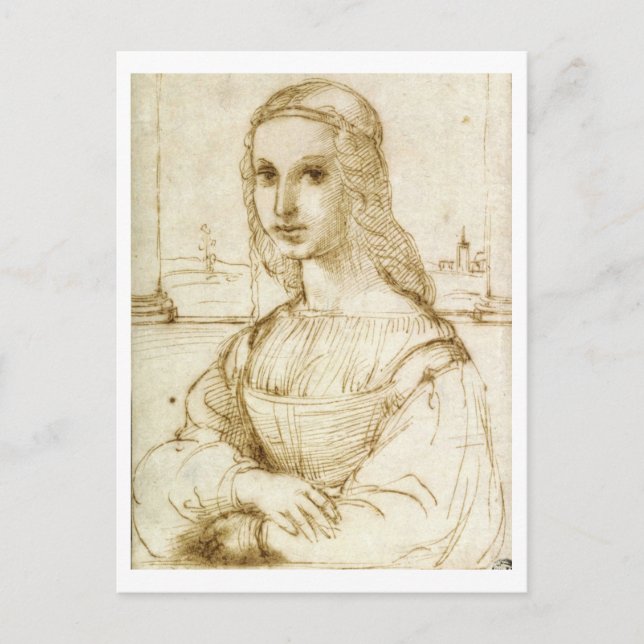 Raphael sketch 1504 EARLIER MONA LISA   Postcard (Front)