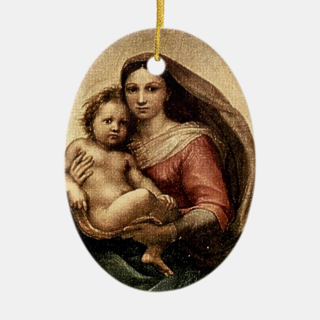Raphael's "Sistine Madonna" Detail (circa 1513) Ceramic Ornament (Front)