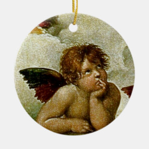 Raphael's "Sistine Madonna" Detail (circa 1513) Ceramic Tree Decoration
