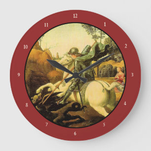 Raphael's "St. George and the Dragon" (circa 1505) Large Clock
