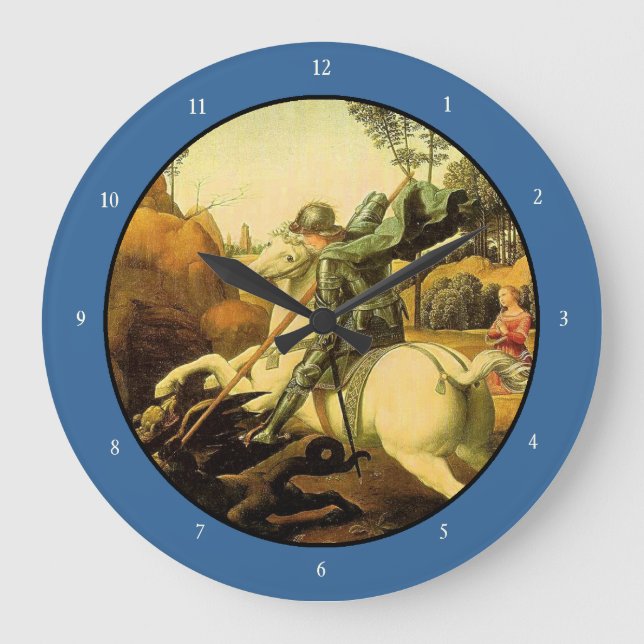 Raphael's "St. George and the Dragon" (circa 1505) Large Clock (Front)