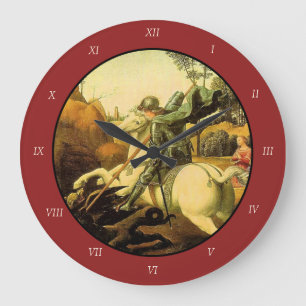 Raphael's "St. George and the Dragon" (circa 1505) Large Clock