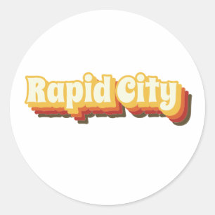 Rapid City Retro Vintage Text Classic Round Sticker
