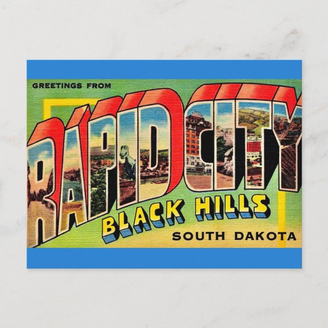 Rapid City SD Greetings Postcard (Front)