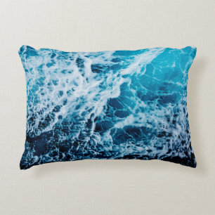 Rapid sea while sailing ship. Dramatic and picture Decorative Cushion