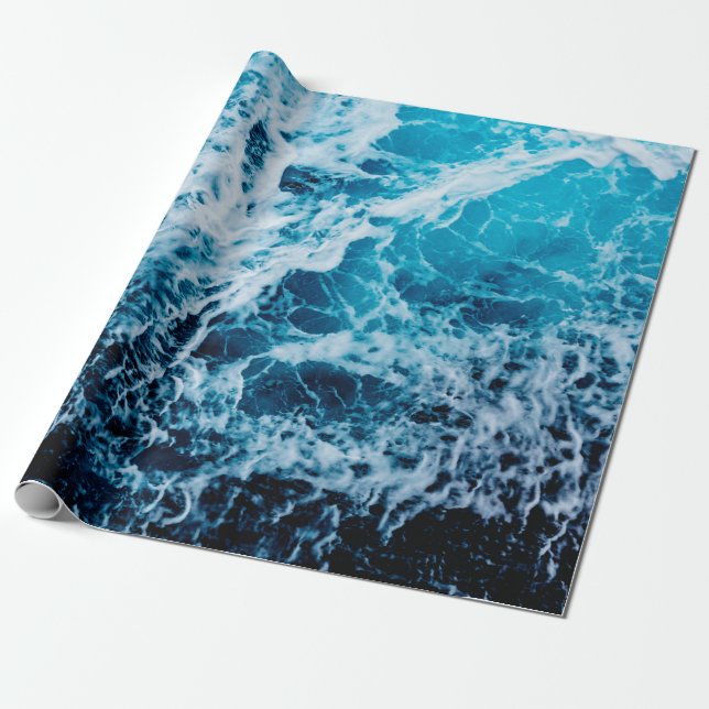 Rapid sea while sailing ship. Dramatic and picture Wrapping Paper (Unrolled)
