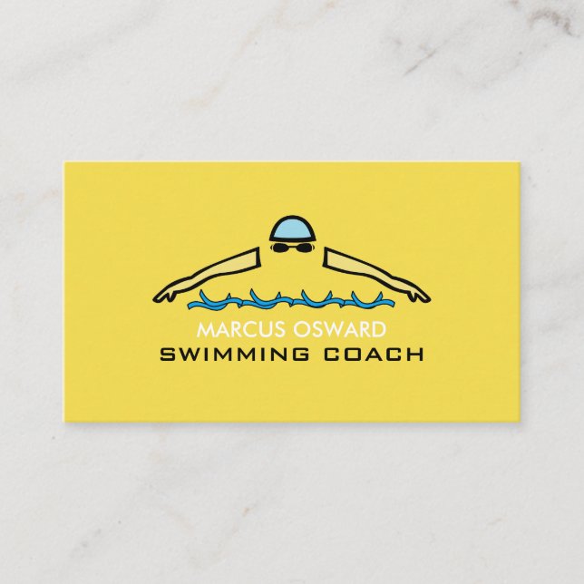 Rapid Swimming Icon, Swimming Coach & Lifeguard Business Card (Front)