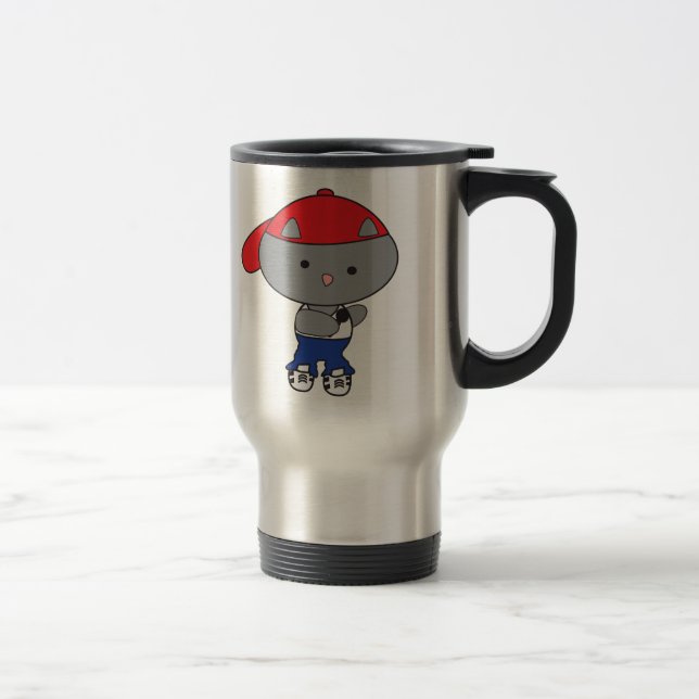 Rapper Cat in Tank Top Travel Mug (Right)
