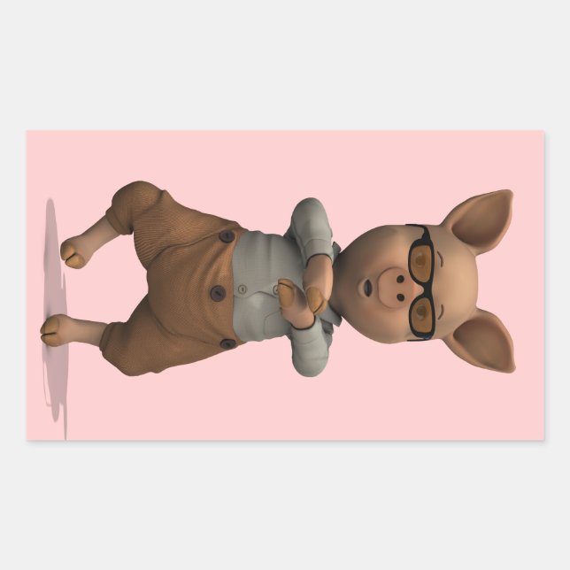 Rapper Pig Rectangular Sticker (Front)