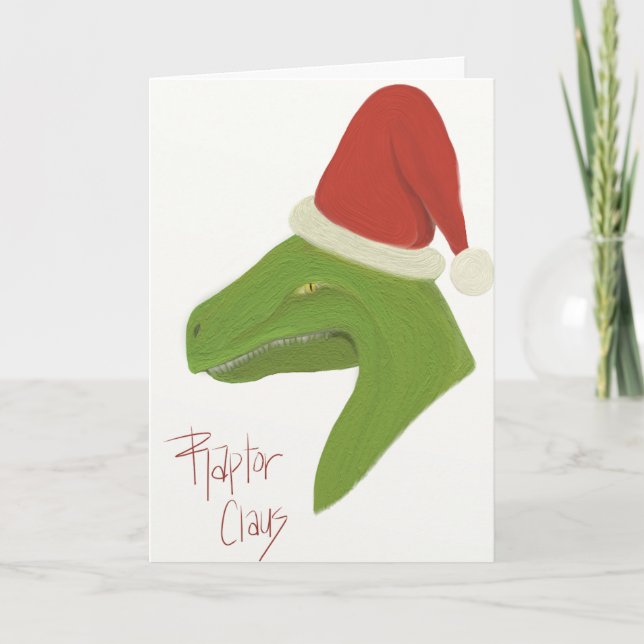Raptor Claus "Merry Christmas" Card (Front)