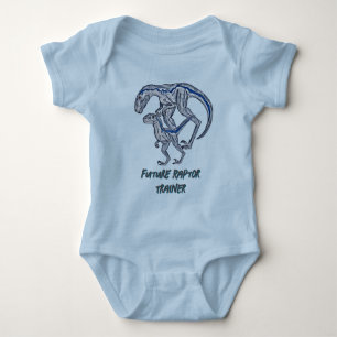 Raptor dinosaur Baby Boy Girl Blue Infant Baby Bodysuit
