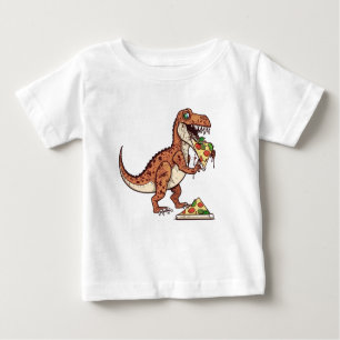 Raptor dinosaur eating pizza, Birthday Gift  Baby T-Shirt