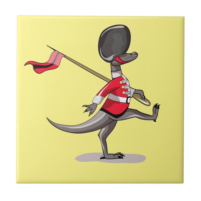 Raptor Dressed As A British Guard. Ceramic Tile (Front)
